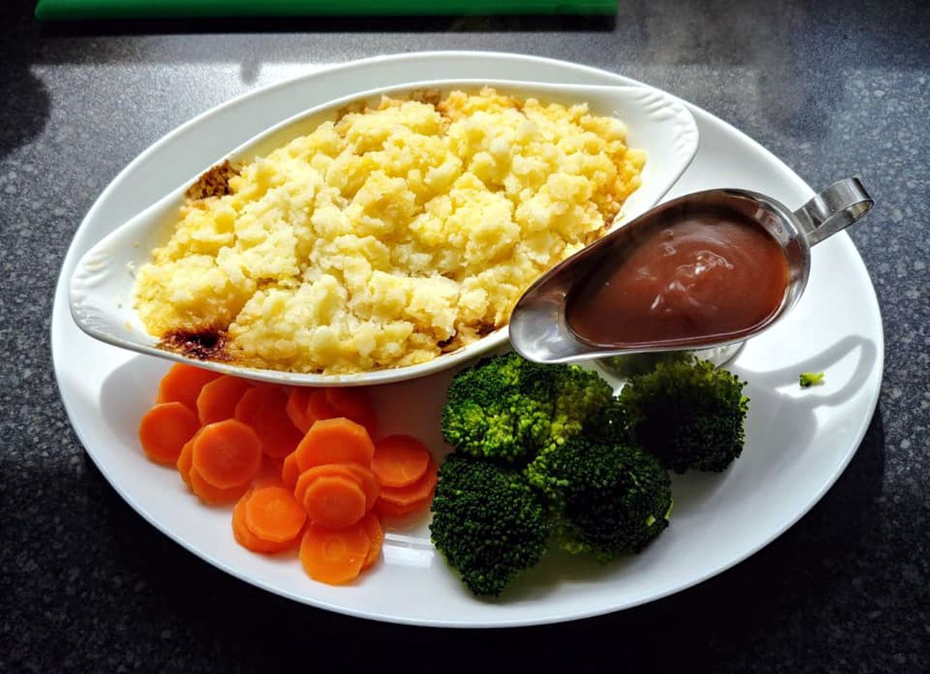 Shirley's Cafe home-made cottage pie served with fresh vegetables